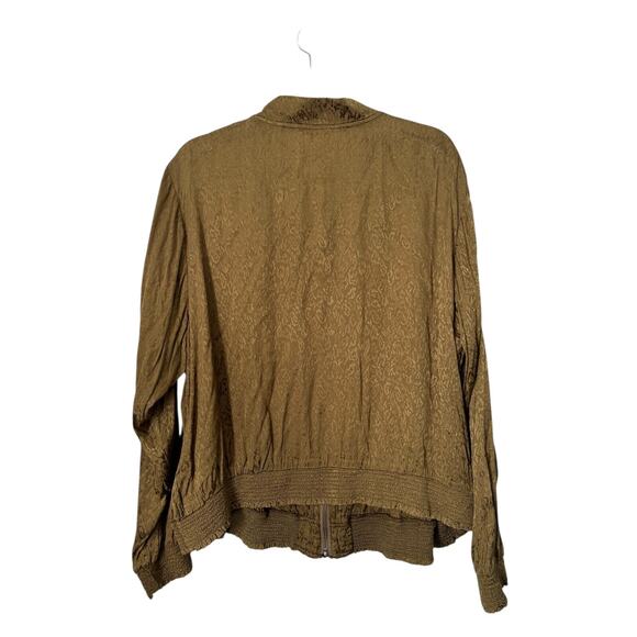 Maeve Anthropologie Jacket Womens Size 2X Satin Bomber Olive Green Full Zip - Picture 6 of 11